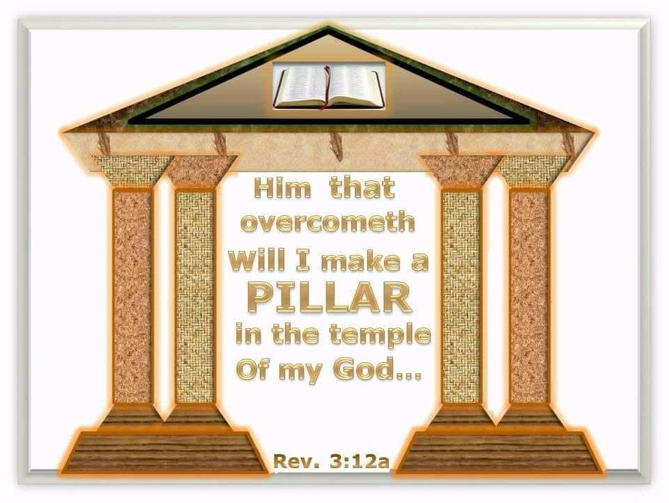 PILLARS logo: two pairs of classical pillars flanking an open Bible
